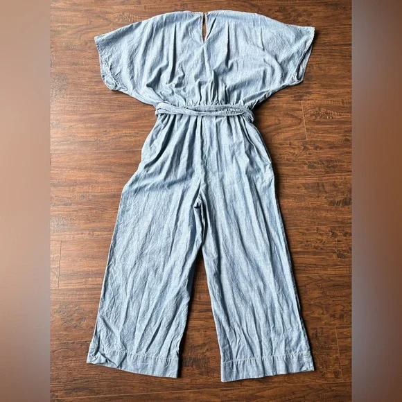 Lauren Ralph Lauren Blue Belted Chambray Wrap Jumpsuit - Picture 15 of 16